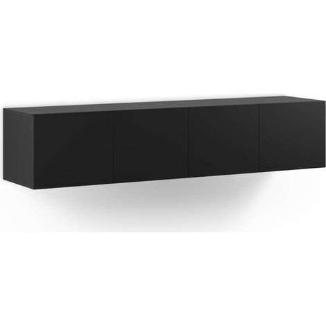Mueble televisión modelo Gabriel 4 puertas acabado negro, 180cm(ancho) 38cm(alto) 35cm (largo) (1/5)