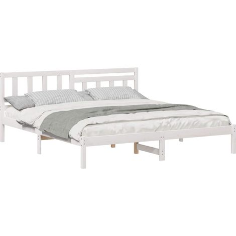 Maison Exclusive - Cadre de lit avec tête de lit Blanc 180 x 200 cm Pin massif (1/5)