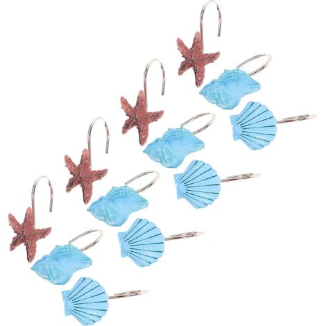 12 Decorative Resin Curtain Hooks, Sturdy and Practical, Polished Finish, Modern Bathroom Accessories, Pack of 12, Random Color (1/5)