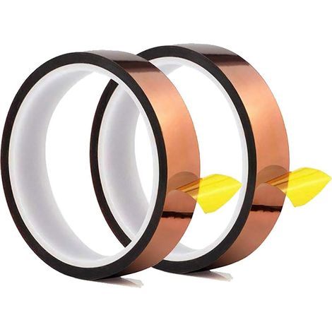 Ruban Adhésif Polyimide,2 Rouleaux Ruban Haute Température pour Peinture Isolante Thermique Masquage,Brasage,Enduit de Poudre,Sublimation,Fixation de l'emballage 10mm (1/5)