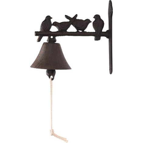 Campanello da tavola da appendere per esterni e interni, in ghisa, stile vintage, con 4 uccellini.