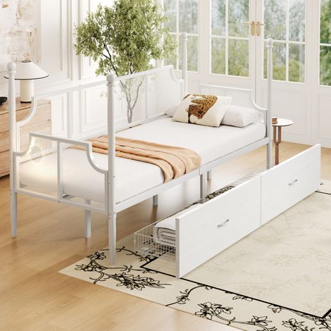 Divano Letto 90x200 cm con Telaio Metallico Bianco (1/5)
