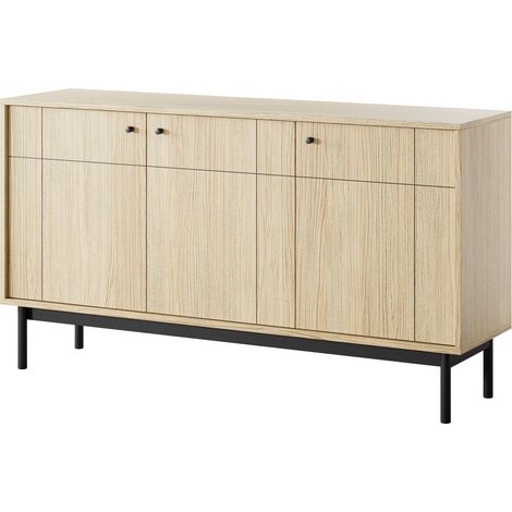 Credenza: colore Rovere Linea, gambe Nere, 153,5 x 83,5 x 39 cm (1/5)