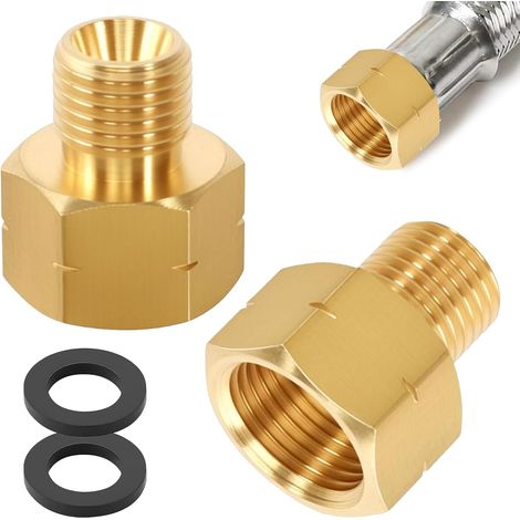 2 Pièces Adaptateur de Gaz GPL en Laiton 3/8" IG x 1/4" AG, avec Bague D'étanchéité, Adaptateur de Tuyau de Gaz pour Réchaud, Réchaud à Tabouret, Poêle de Camping (1/5)