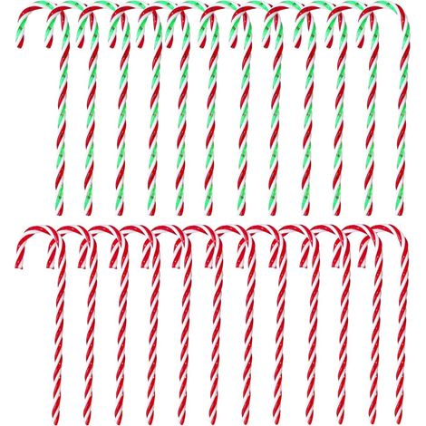 Candy Cane - Acrylique - Décoration Arbre De Noël Fenêtre Mur - 24 Pièces (12 Rouge Blanc + 12 Rouge Vert) (1/5)