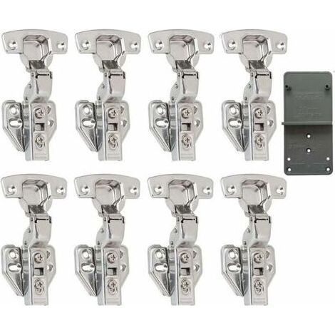 110 Degré Clip Rentrant 35mm Soft Close Charnieres avec Amortisseur Hydraulique Fermeture Automatique Charnière à Amorti pour Armoires de Porte Cuisine Lot de 8 (1/5)