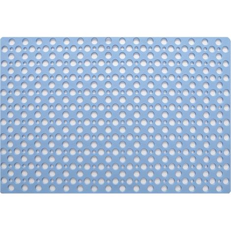 Tapis de Douche Antidérapant antibactérien,43 X 75CM Tapis de Bain de Baignoire Tapis de Pied résistant à la moisissure et Lavable en Machine pour Douche ou Baignoire,Trou Rond Bleu (1/5)