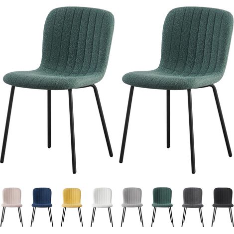 mcc direct Set of 2 Soft Fabric Dining Chairs with Upholstered Seat and Metal Legs for Dining Room, Living Room and Kitchen Room - New Bella GREEN (1/5)