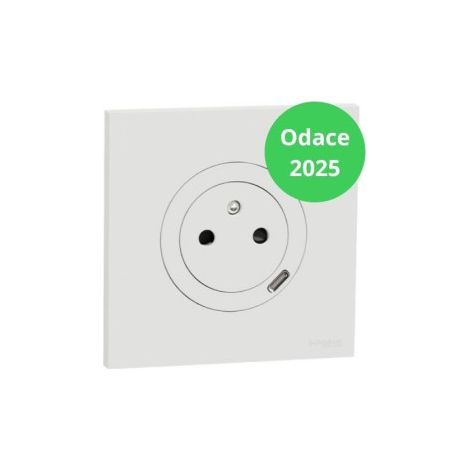 Schneider - Odace 2025 - Prise 2P+T affleurante avec USB-C + Plaque de finition - Blanc craie - Ru00e9f : S920042-P (1/5)