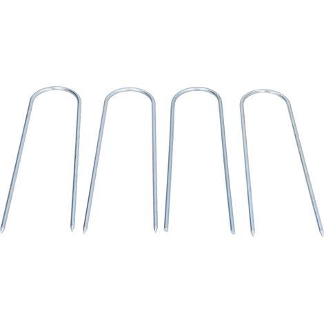 Lot de 4 piquets de tente en forme de U, agrafes de sol en acier inoxydable, pour fixer votre pelouse (1/5)