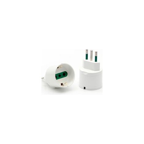 Lot de 2 Blanc Adaptateur pour Prise Italo-Allemande, Prise Italienne 10A, Prise Italo-Allemande 10A