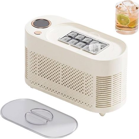 Máquina de hielo portátil, mini máquina de hielo para coche de 12 V CC, con toma para encendedor de cigarrillos para viajes y acampadas (Blanco) (1/5)