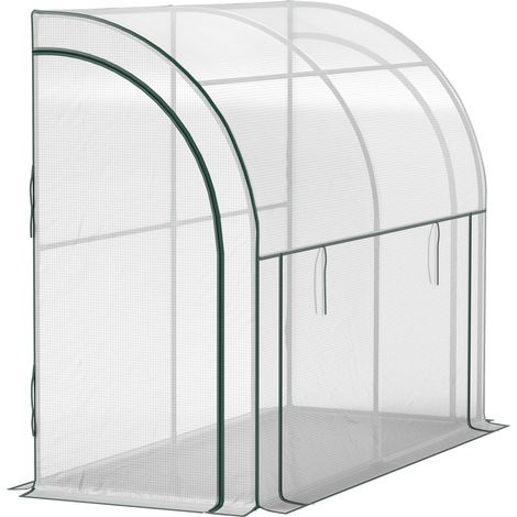 Serre murale, abri pour plantes accessible, bâche en plastique, 300 x 80 x 157 cm, blanche (1/5)