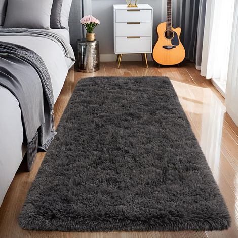 1 Tapis 80x150cm, Moelleux Microfibre, Antidérapant Mousse, Salon Chambre Anthracite (1/5)