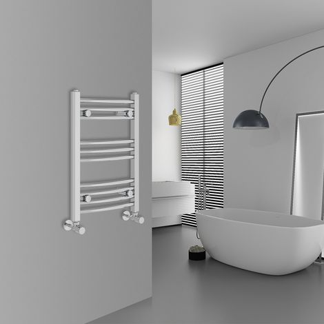 WarmeHaus Curved Chrome Bathroom Ladder Radiator 600x400mm (1/5)