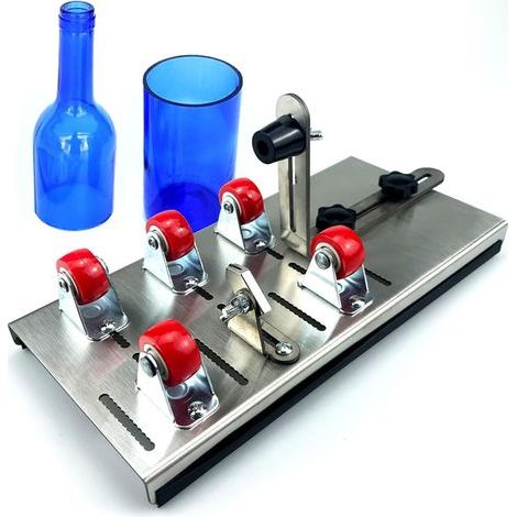 Coupe-bouteille en verre réglable, acier inoxydable durable, distance réglable de 12 à 22 cm par rapport à la plaque de support, coupe lisse, for bouteilles rondes, for loisirs créatifs et décoration. (1/5)