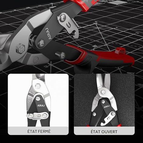 Metal Shears Iron Metal Shears Sheet Metal Shears Straight Scissors Cutting Tool for Metal Double Lever Drive Ergonomic Handle (1/2)