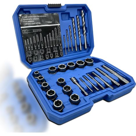 Extracteur De Vis à Filetage Inversé: 26 Pièces Douille Extracteurs De Boulons Antivol, Extracteur De Boulons Cassés, Jeu Extracteurs De Boulon Pour Enlever Les Boulon, écrous (Bleu) (1/5)