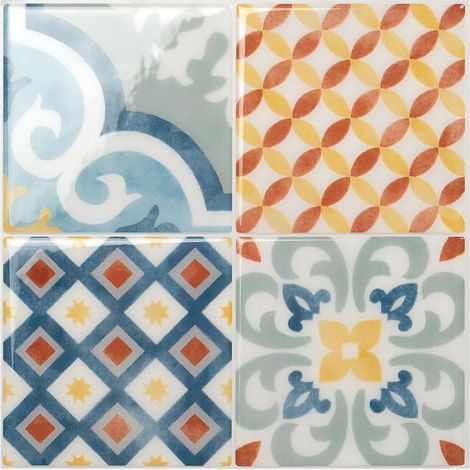 Dosseret autocollant, 4 feuilles 23 x 23 cm, carrelage mural adhésif 3D pour cuisine et salle de bain (1/5)