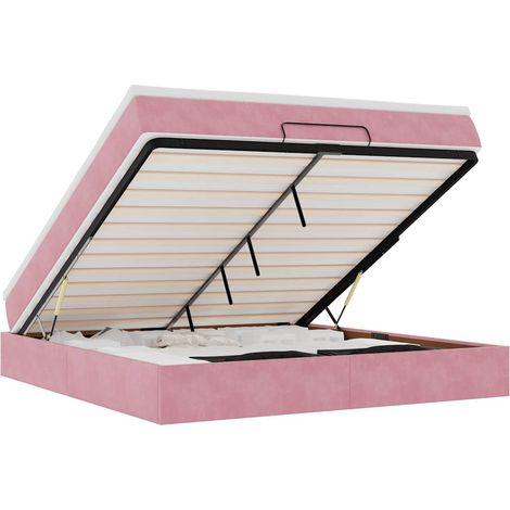 Maison Exclusive - Struttura Letto Pouf con Materasso Rosa 180x200 cm in Velluto (1/5)