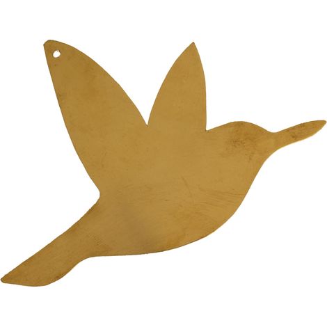Déco Murale Colibri en Laiton - Métal - Fixation Murale ou Suspension - pour Salon, Chambre, Bureau - Taille 14 x 10 cm - Couleur Doré (1/3)