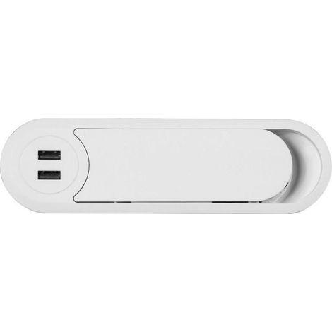 pasacable ovalado tical 180x53 2xusb blanco cargador no incluido. (1/2)