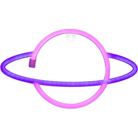 Lampe néon planète LED, enseigne lumineuse rose et bleue, idéale pour la décoration d'une chambre, d'une chambre d'enfant ou d'un salon. Alimentation par piles USB. (1/5)