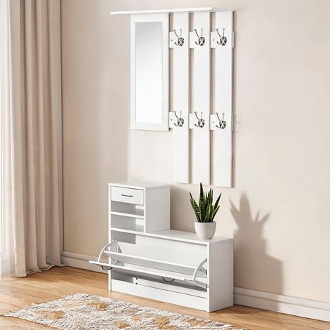 Console bianco en legno truciolato 90 x 24 x 166 cm (1/5)