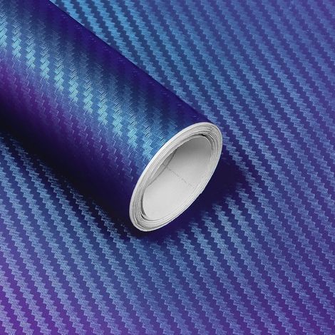 3D Bleu Violet Covering Carbone 30 x 150 cm, Film Covering Voiture Doté d'une Technologie de Libération d'air, Film Protection Intérieurs et Extérieurs pour Voitures, Motos et Vélos (1/5)