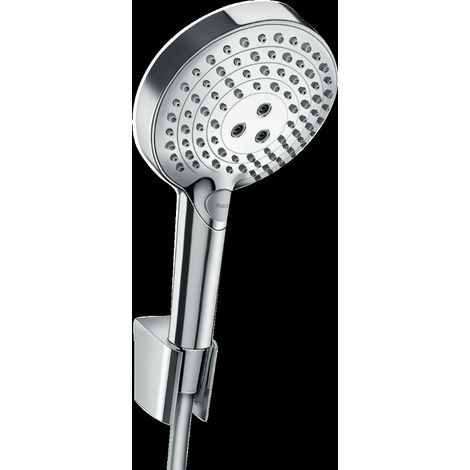 Soffione a 3 getti PowderRain 120 e supporto a parete con flessibile doccia da 160 cm, cromo - 27668000