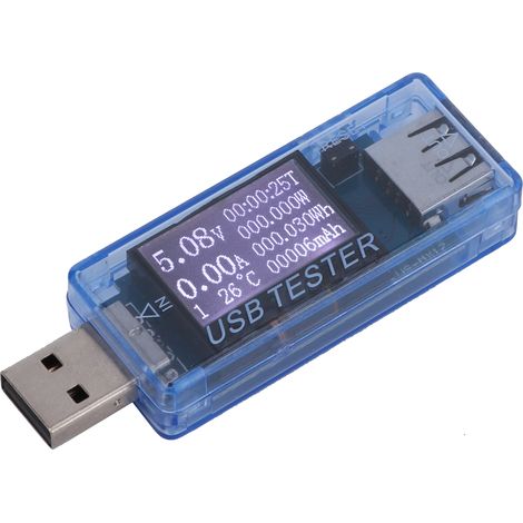 Digitales USB-Spannungs- und Strommessgerät (8-in-1-Detektor, 0–5 A, 0–150 W, 4–30 V, blau) (1/5)