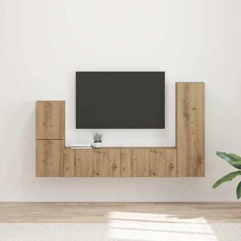 TV-Schrankset Wandmontiert 4 pcs Artisan-Eiche Holzwerkstoff
