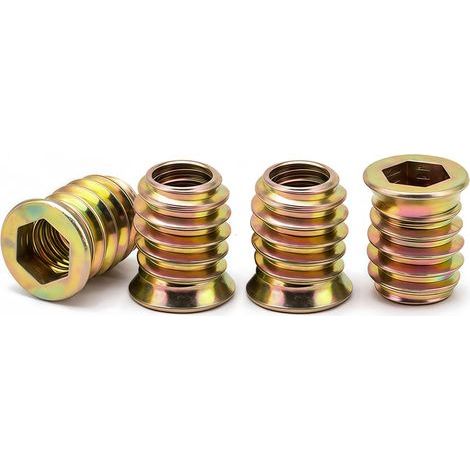 M5 Gewindeeinsätze für Holz, 40 Stück M5 x 10 mm Schraubenmuttern, verzinkte Schraubenhülsen, Sechskantmuttern für Holzmöbel (1/5)