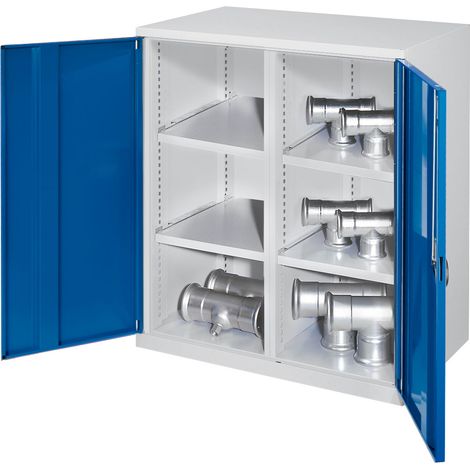 Kappes Schwerlast-Beistellschränke mit Mitteltrennwand 1110x1000x600mm Vollblechtüren Modell 76 enzianblau