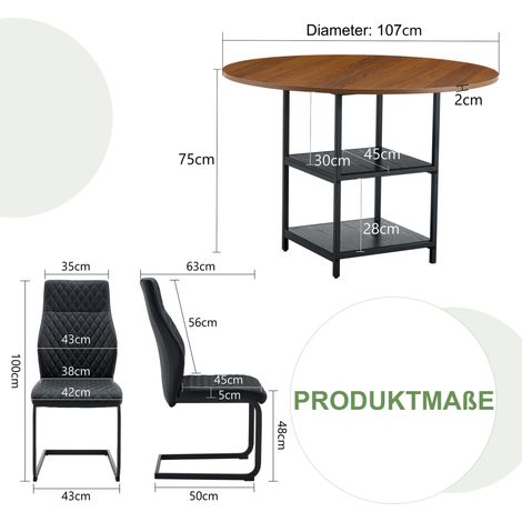 Conjunto de mesa redonda de comedor de 107 cm con 2 sillas negras HOMVRA (1/5)