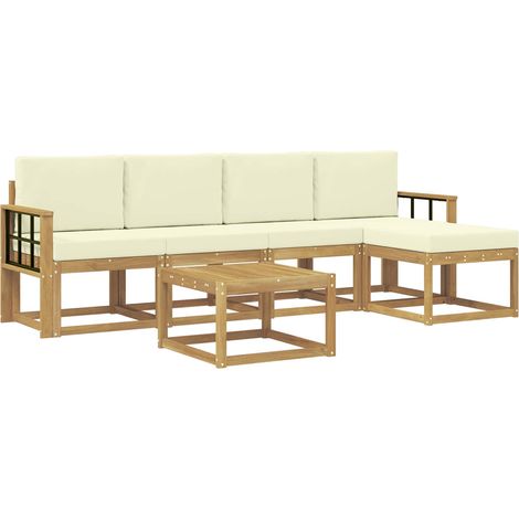 Set di divani da esterno con cuscino 6 pcs Bianco e Crema vidaXL