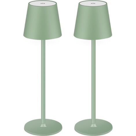 Lampe de bureau sans fil - Rechargeable, commande tactile, trois couleurs d'intensité, idéale pour les chambres et les cuisines - Lot de 2, verte (1/4)