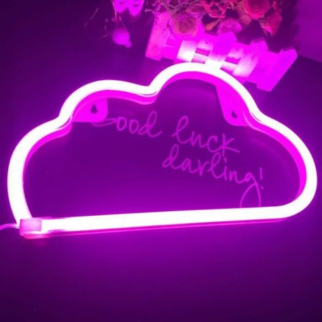 Néon LED Cloud Sign Décor Léger, Décor Mural pour Noël, Fête d'anniversaire, Chambre d'enfants,Décoration de Fête de Mariage (Rosa) (1/4)