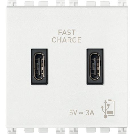 Alimentatore Usb C+C 5V 3A 2M Bianco VIMAR 19295.CC.B
