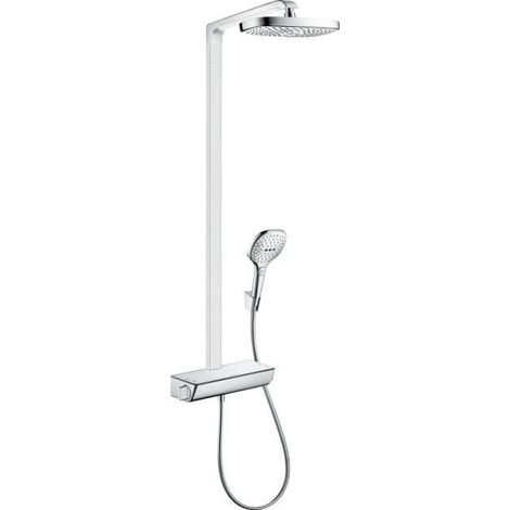 Hansgrohe Raindance Select E - Set de douche Showerpipe 300 avec thermostat, 2 jets, EcoSmart 9 l/min, blanc/chrome 27282400 (1/5)