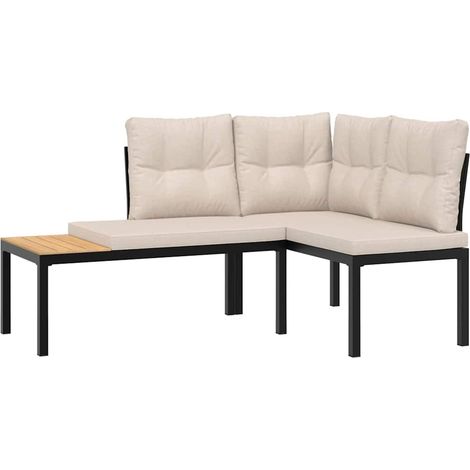 Maison Exclusive - Gartenbänke mit Kissen 2 Stk. Schwarz Pulverbe