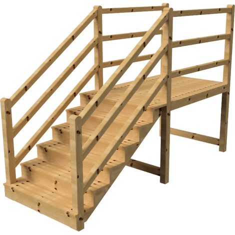 MILANO Außentreppe 6 geschlossene Stufen H105 cm - Podest L189 x B120 cm - Treppengeländer links und rechts - Podestgeländer links und rechts