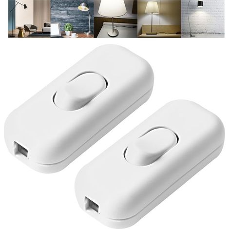 Set mit 2 Zwischenschaltern, 2-adrigen und 3-adrigen Stromkabeln für alle Arten von elektrischen Lampen, Tischlampen (Weiß) (1/5)