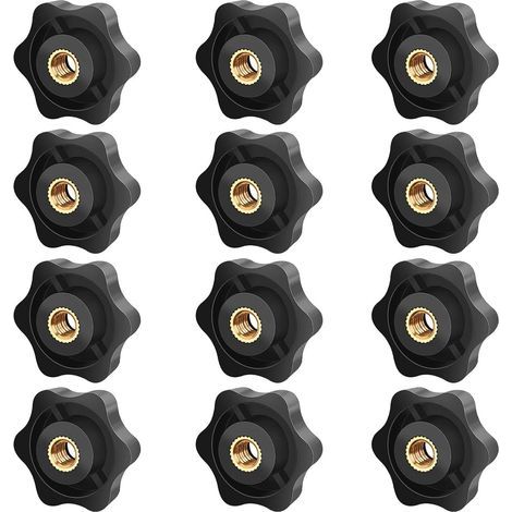 12 - Écrou Étoile - Bouton de Serrage - Filetage M8 - Pour Meubles et Équipements - Noir - 32x8 mm (1/5)