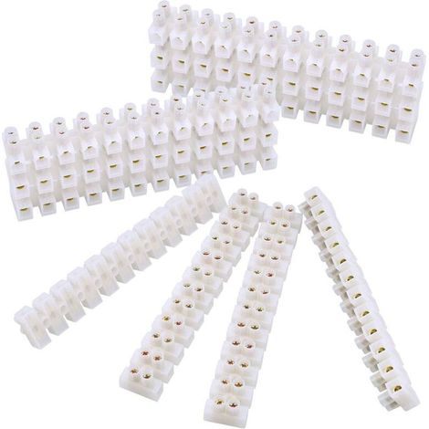 10PCS 10A Terminal Strip 12 Terminal Block with Screws Double Row Electrical Terminal Blocks for Connecting Wires, Electrical Appliances, Electrical Cabinets, White