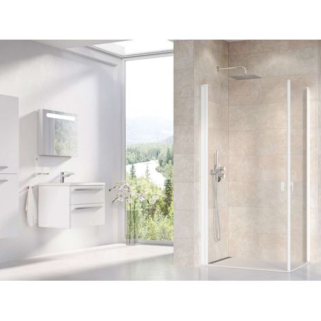 Ravak Chrome - Puerta de ducha CRV1-100, 100x195 cm, blanco mate/vidrio transparente 1QVA0E01Z1 (1/5)