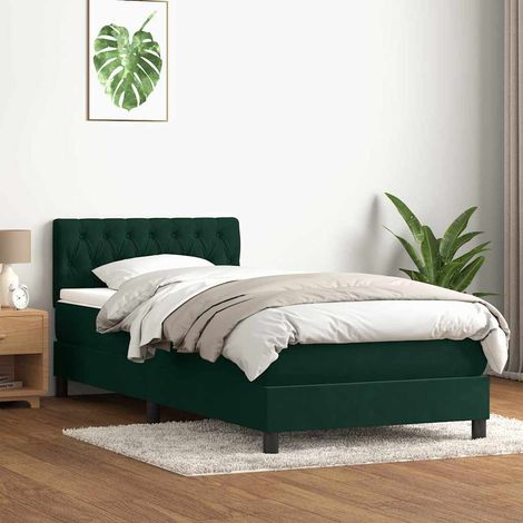 Boxspringbett mit Matratze Dunkelgrün 80x220 cm Samt
