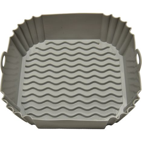 1 plaque de cuisson carrée en silicone pour friteuse à air chaud, résistante à la chaleur, lavable au lave-vaisselle, compatible avec cuves carrées (1/5)