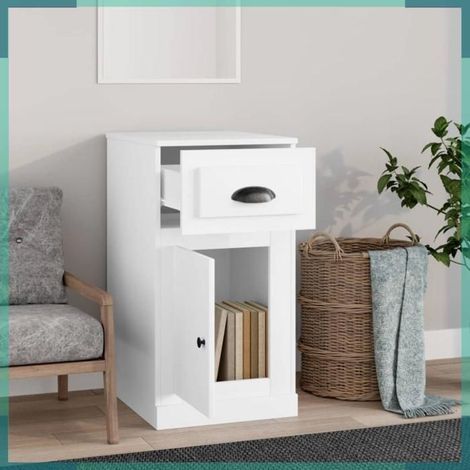 816480 Armoire latérale avec tiroir blanc 40x50x75cm bois d'ingénierie (1/5)