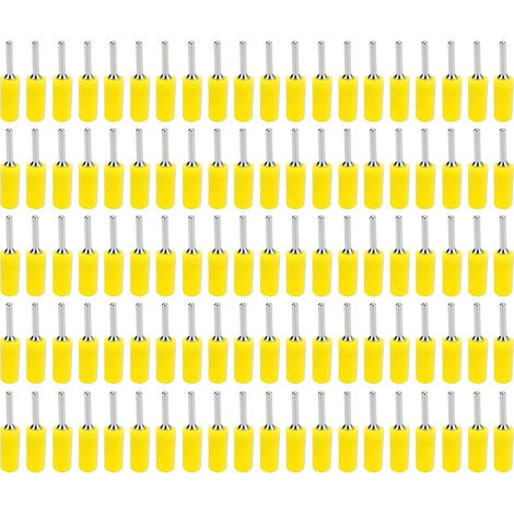 100 fiches bananes mâles en laiton nickelé, broche droite à ressort intérieur, pour panneau J.10001 2mm jaune (1/5)